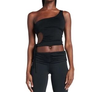 IAMGIA Black Cyrene One Shoulder Crop Tie Top Size Small